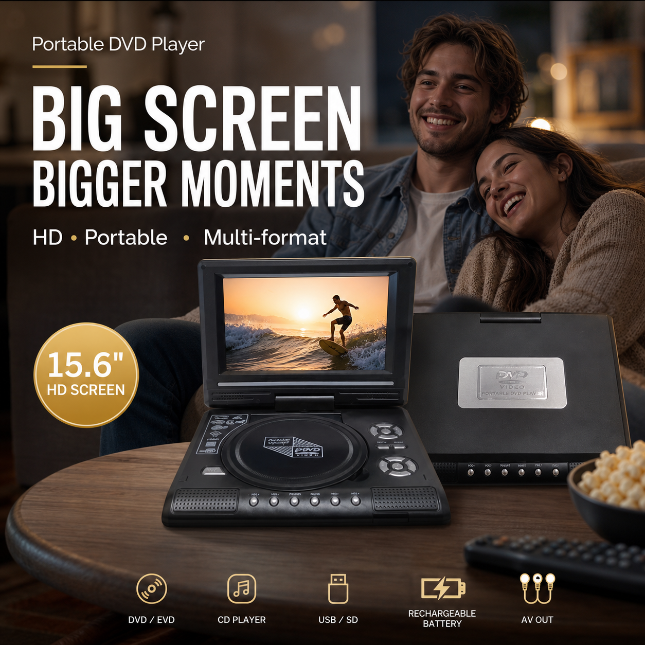 📺19,8 cm HD Draagbare DVD/EVD-Speler – Groot Scherm, Oplaadbaar & Compatibel met DVD/CD/USB/SD – Perfect voor Thuis & Onderweg 🔥 50% KORTING