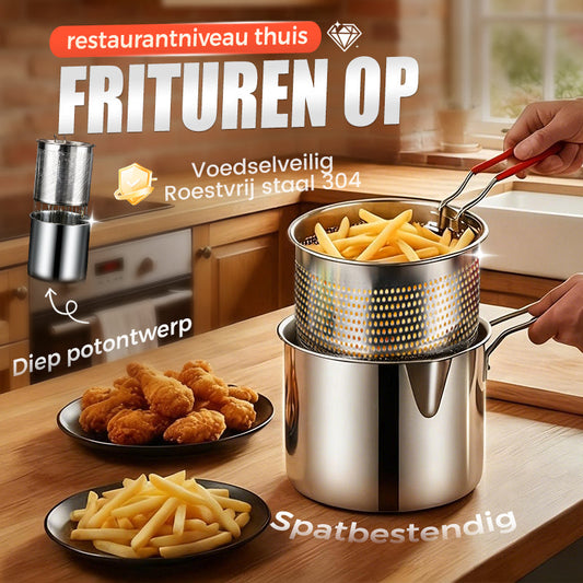 🔥🍳 50% KORTING! Eén pan die álles kan – frituren, bakken, koken, stoven. 304 RVS, onverwoestbaar, en je ruimt nooit meer 5 pannen tegelijk op!