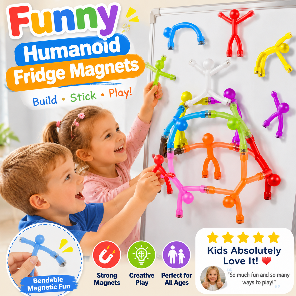 🧲🧸 Posable magnetic figures – hold notes, relieve stress, brighten any space!