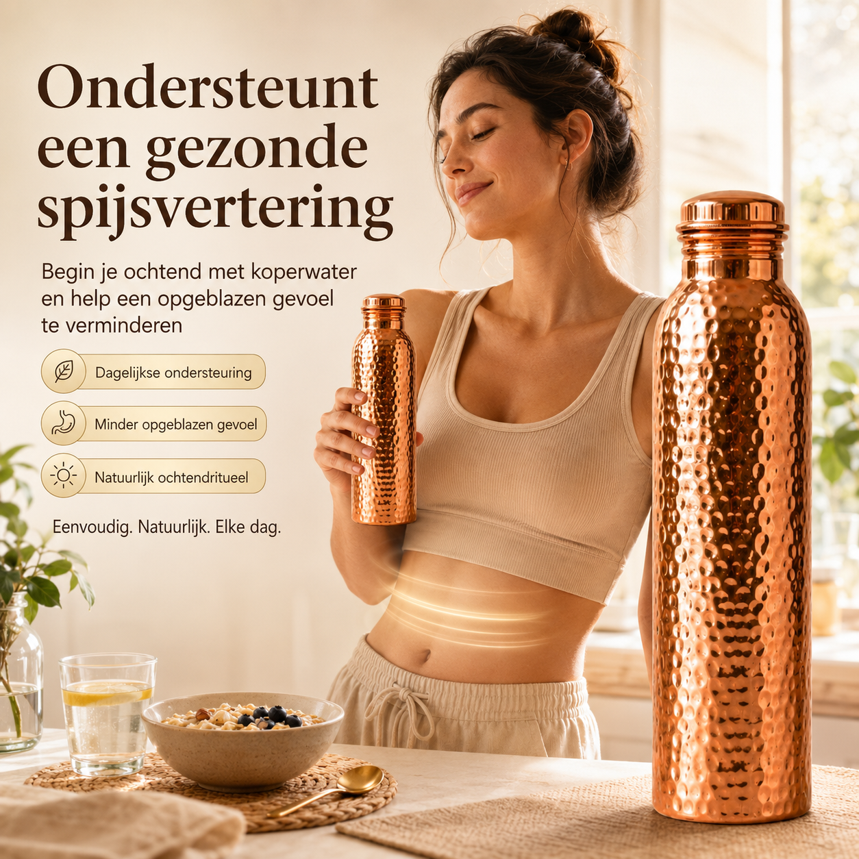 ✨ 50% KORTING! Premium Koperen Waterfles – Duurzaam, Plasticvrij en Ideaal voor Dagelijks Gebruik