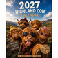 ❄️Zomerfresh 50% Korting!🐮Schotse Hooglander Kalender 2027 – Grappige A4 Wandkalender met 12 Maanden Vol Koeiencharme