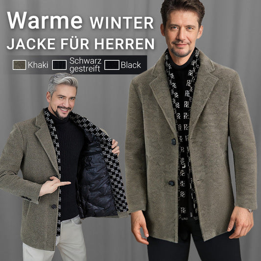 Kostenloser Versand✈️Stilvolle Winterjacke aus Tweed mit Revers und weißem Entendaunenfutter für Herren