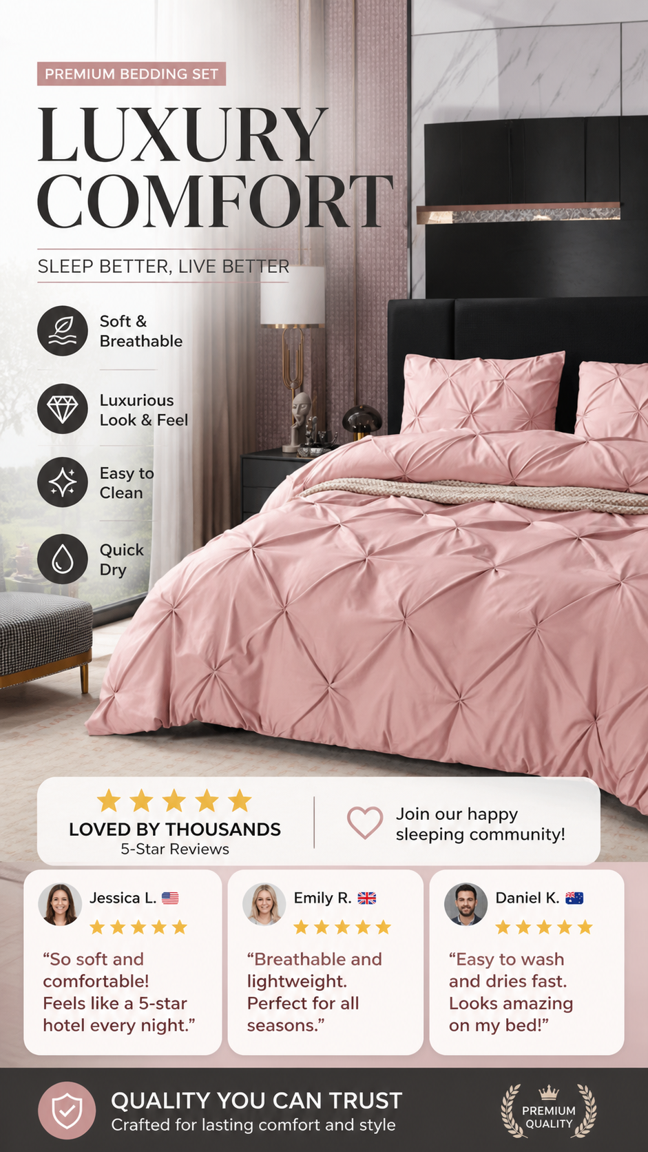 💗 Laatste dag van de uitverkoop – 50% korting⚡ Bedsure Soft Pintuck dekbedovertrekset