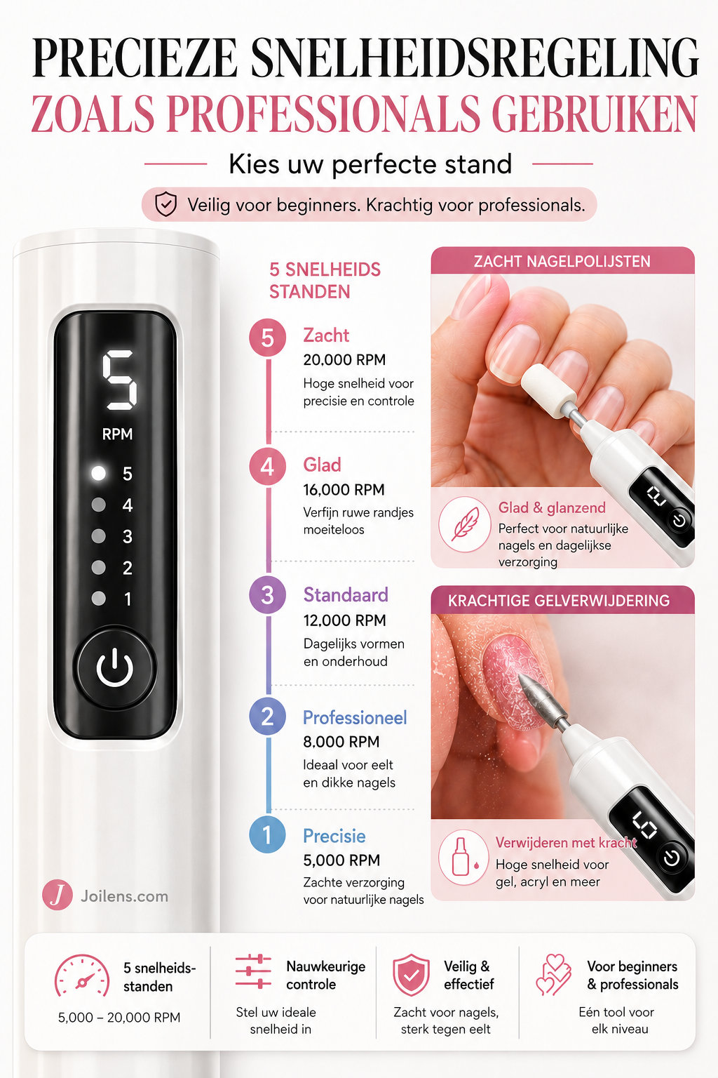 💎⚡ 50% KORTING! Stop met het worstelen met dikke, ruwe nagels en vijlen die niks doen! Deze elektrische nagelmachine met 99 snelheden en 4 opzetstukken slijpt ze in minuten glad, gepolijst en salon-waardig!