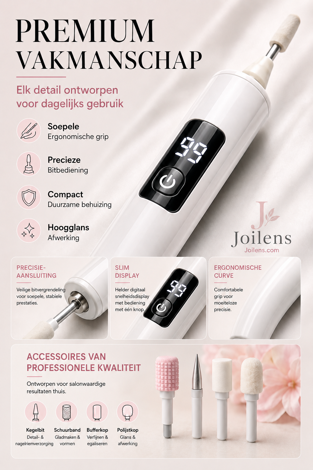 💎⚡ 50% KORTING! Stop met het worstelen met dikke, ruwe nagels en vijlen die niks doen! Deze elektrische nagelmachine met 99 snelheden en 4 opzetstukken slijpt ze in minuten glad, gepolijst en salon-waardig!