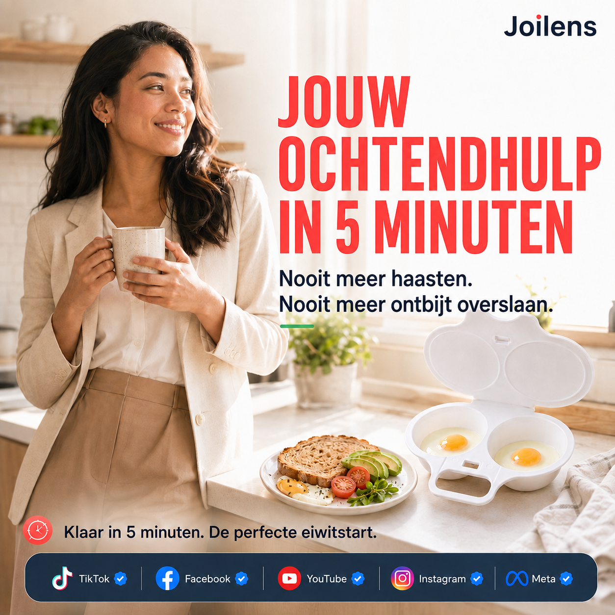 🥚 Perfect Gepocheerde Eieren in 2 Minuten – Magnetron Eierkoker met Spatdeksel | Zonder Olie & Zonder Spatten ✨
