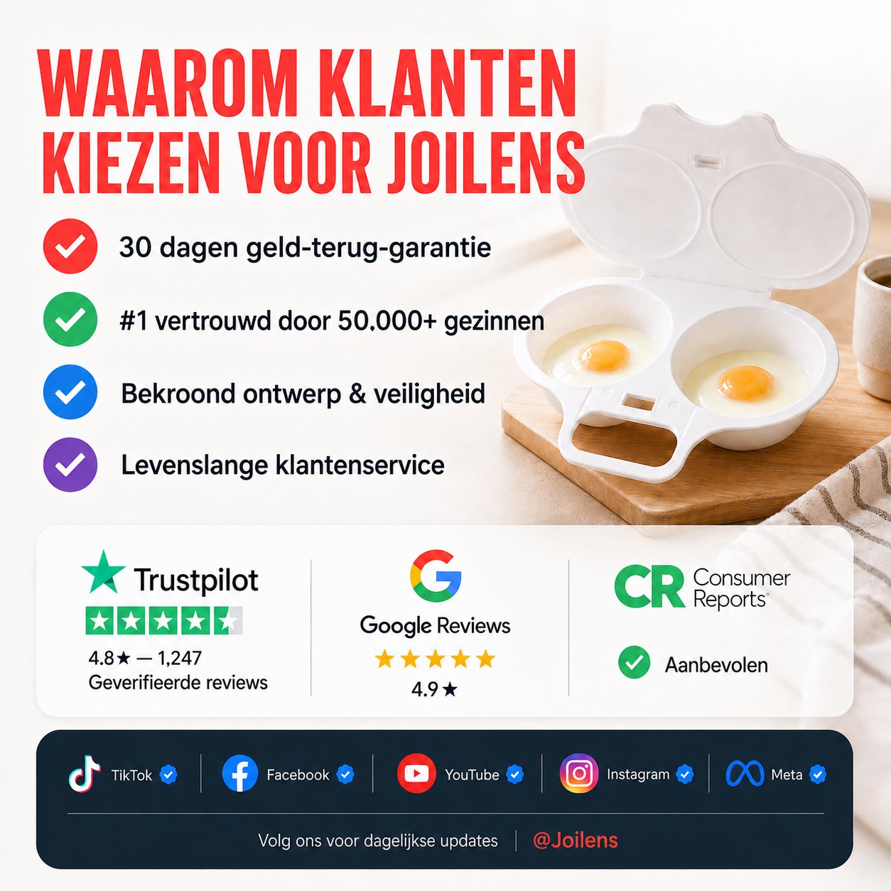 🥚 Perfect Gepocheerde Eieren in 2 Minuten – Magnetron Eierkoker met Spatdeksel | Zonder Olie & Zonder Spatten ✨