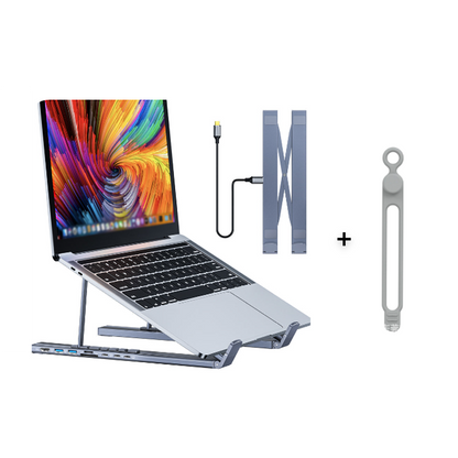 🌞Fris De Lente In Met 50% Korting!🔥Premium 2-in-1 Aluminium Laptopstandaard & USB-C Docking Station | Ergonomisch, Opvouwbaar + 4K HDMI & 8 Poorten