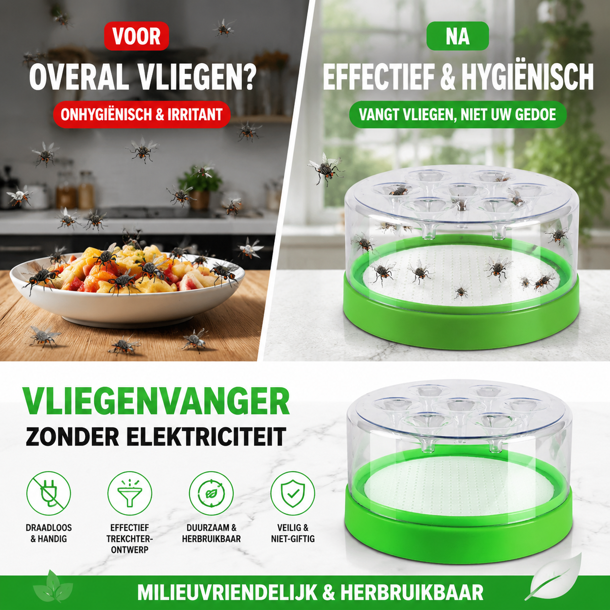 💥50% KORTING!♻️Herbruikbare niet-elektrische vliegenval