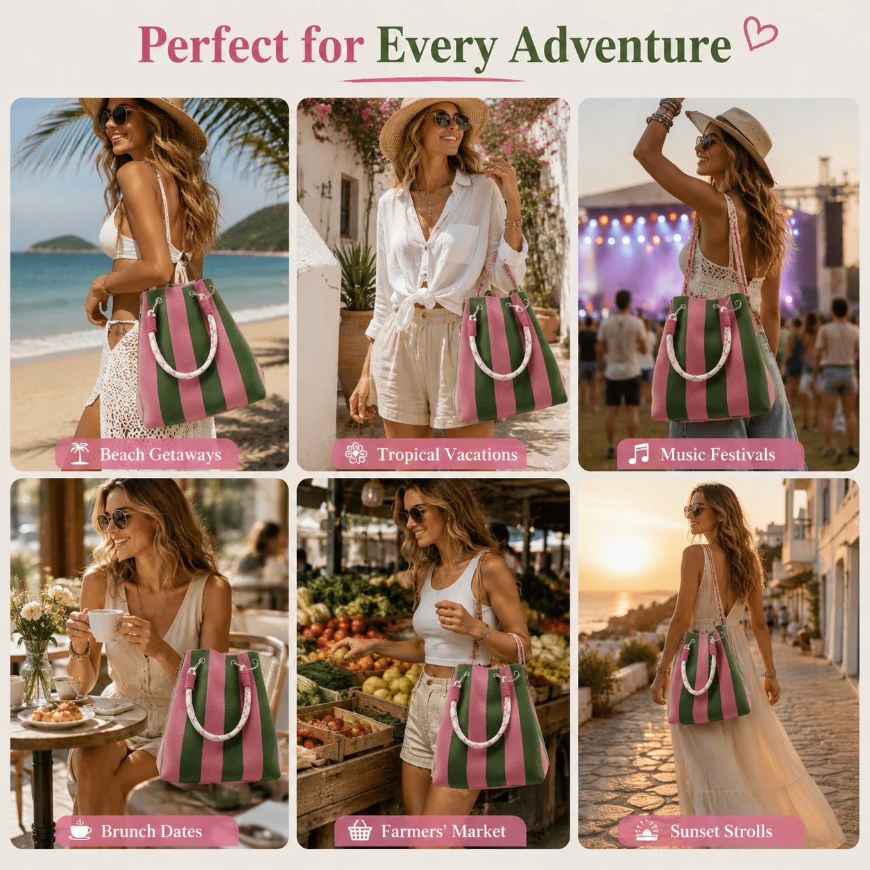 👜✨ LIMITED-TIME 50% KORTING! ✨ Boho Gestreept Gebreide Emmerhandtas voor Dames – Handgemaakte Zomer Strand Schoudertas