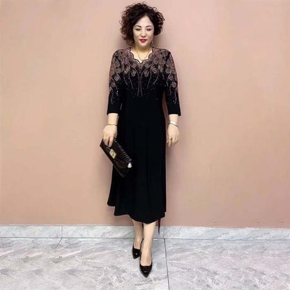 💥Zeitlich begrenzt 49% RABATT💕Edles elegantes Damenkleid mit Glitzerausschnitt