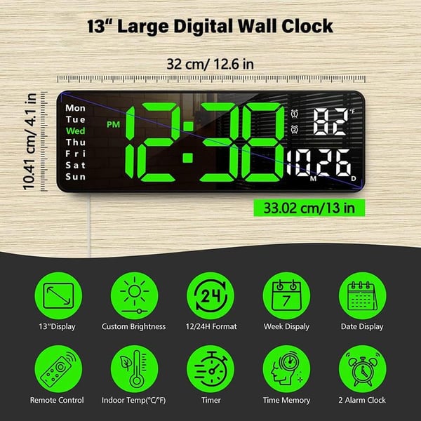 ⏳ 16" grote digitale klok