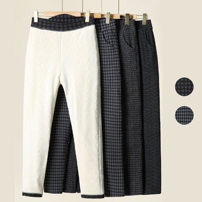 Bequeme, warme, dick gefütterte Damen Stretch-Karohose