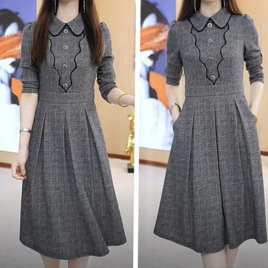 Kariertes A-Linien-Kleid für Damen