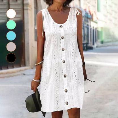 Ärmelloses Strickkleid mit U-Ausschnitt