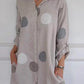 Lässiges bedrucktes Button-Down-Hemdkleid für Damen