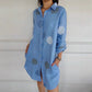 Lässiges bedrucktes Button-Down-Hemdkleid für Damen