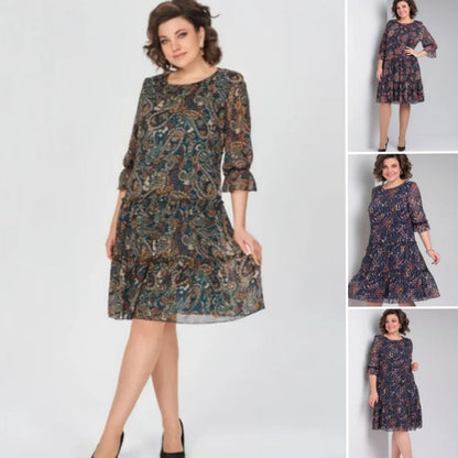 Damen Freizeitkleid mit Rundhalsausschnitt und Blumenmuster