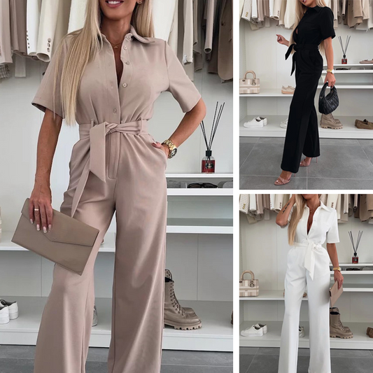🌟2025 Neu Frauen Jumpsuits mit Gürtel und Knopfleiste