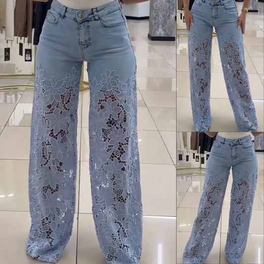 💃Sommermode vorwärts🌸Gespleißte Jeans mit Spitze🔥