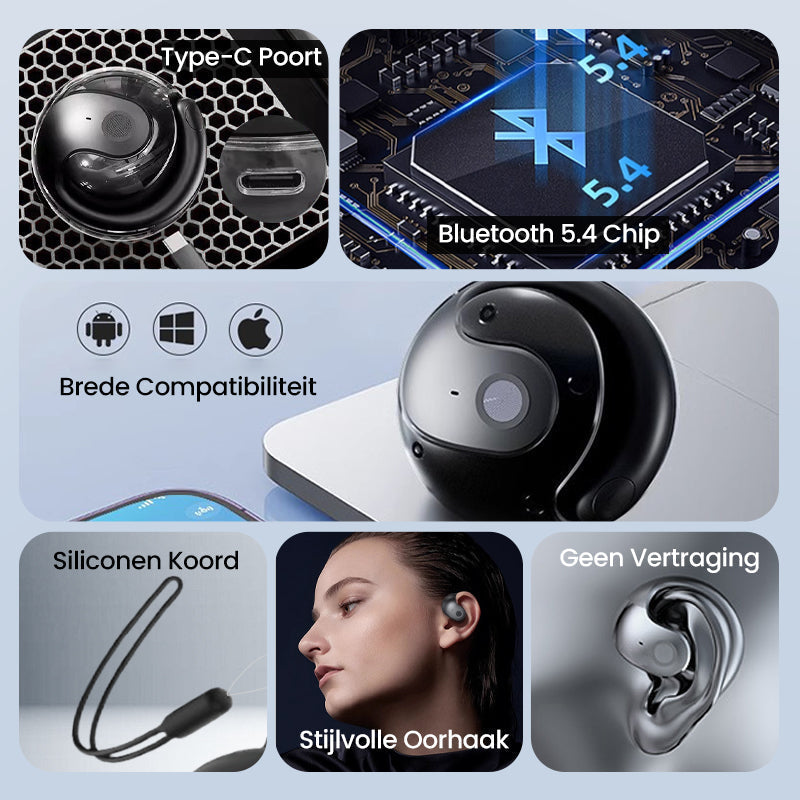 🎧 ✨Open-Oor Luchtgeleidende Headphones: Oren Ademen Vrij, Veilig & Comfortabel!