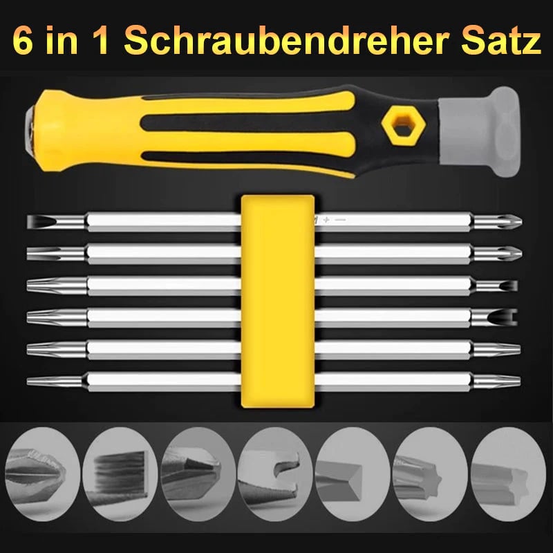 50% KORTING✨ 6-in-1 Multifunctionele Schroevendraaierset – Hoogwaardig CR-V Staal & Magnetische Bits (Perfect voor Huishoudelijke Reparaties & Elektronica!)