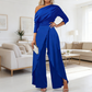 👗 50% RABATT! ✨ Eleganter Einteiliger Overall mit Einer Schulter – Fließende Weite Beine, Wickelrock-Detail & Atmungsaktiver Stoff 💃