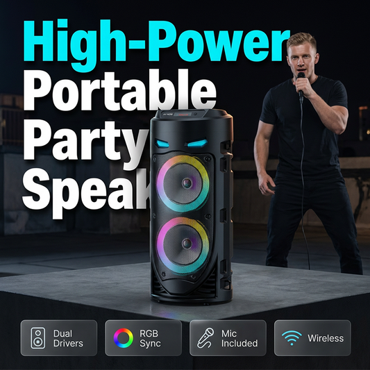 🥳HETE UITVERKOOP 2026🥳💞Meer dan 50.000 verkocht!🎤🔊 50% korting! Draagbare Bluetooth-luidspreker met microfoon – 16W krachtig geluid, RGB-verlichting en bedrade microfoon. Perfect voor karaoke, square dancing en kraampjes in de buitenlucht.