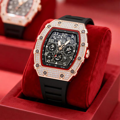 ⌚ Beperkte oplage – 52% korting✨ Luxe herenhorloge in tonneauvorm met strass-versiering