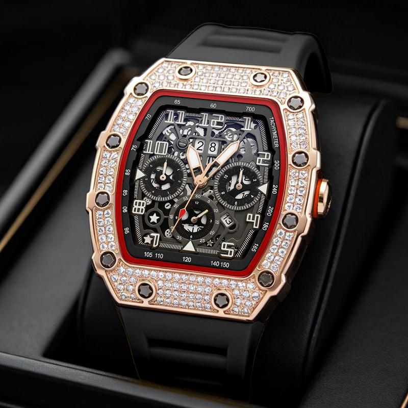 ⌚ Beperkte oplage – 52% korting✨ Luxe herenhorloge in tonneauvorm met strass-versiering