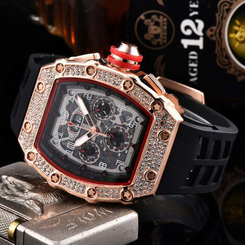⌚ Beperkte oplage – 52% korting✨ Luxe herenhorloge in tonneauvorm met strass-versiering
