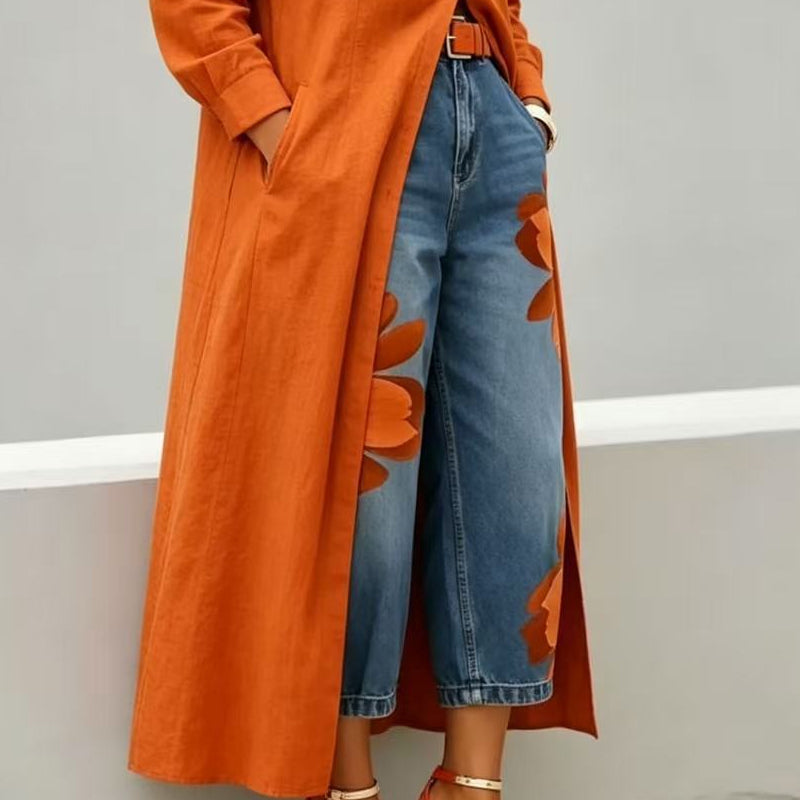 Artistic Flower-jeans met wijde pijpen voor dames