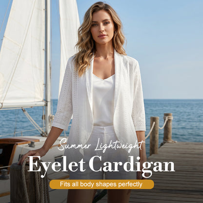🧥 50% KORTING! ✨ Lichtgewicht ajourpatroon vest – Ademend, open & ideaal voor lauwe zomeravonden – Perfect als omslagdoek over een strandjurk of over een top 🌊