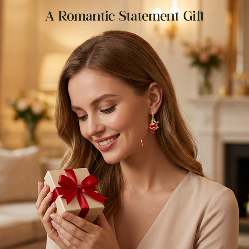 Vintage-Inspired Red Heart & Cross Earrings