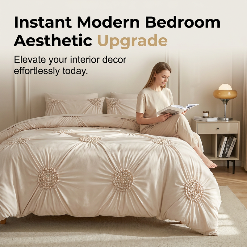 🛏️ 50% KORTING! ☁️ Elegante Dekbedovertrekset met Plissé Plooien