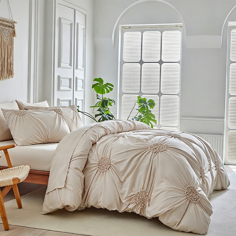 🛏️ 50% KORTING! ☁️ Elegante Dekbedovertrekset met Plissé Plooien