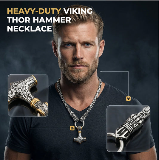⚡ Vikingse Thor Hamer Ketting | Roestvrij Staal & Byzantijnse Schakel | Nu in de Sale! ⚡