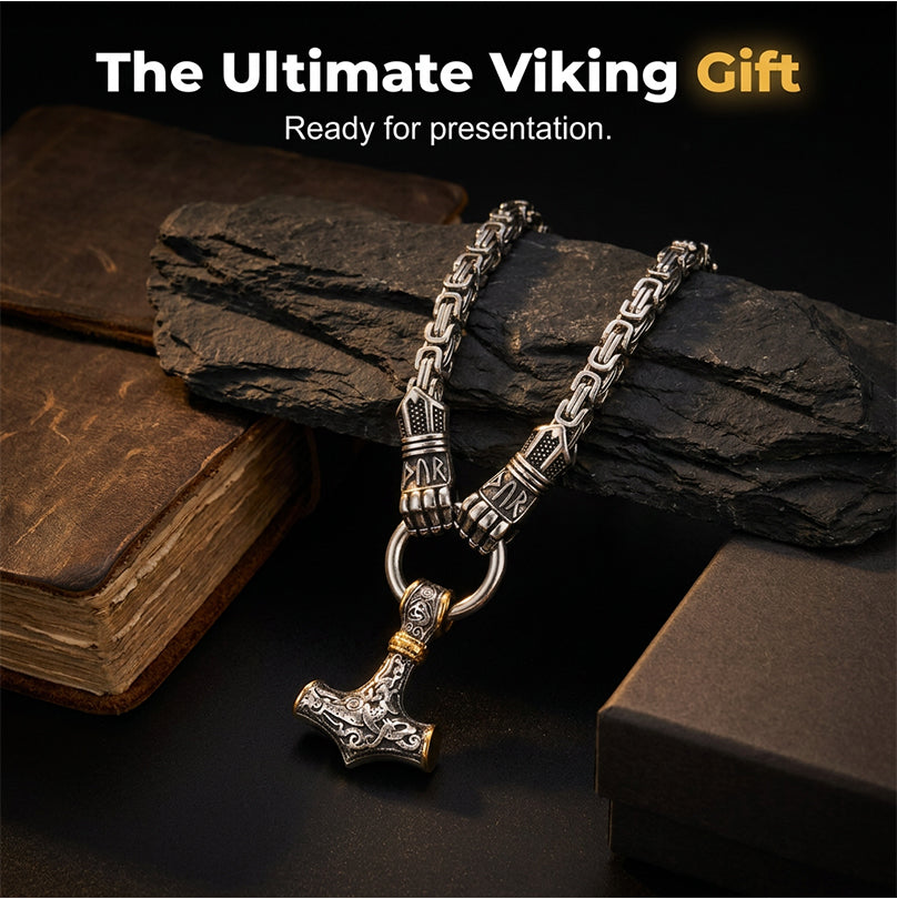 ⚡ Vikingse Thor Hamer Ketting | Roestvrij Staal & Byzantijnse Schakel | Nu in de Sale! ⚡