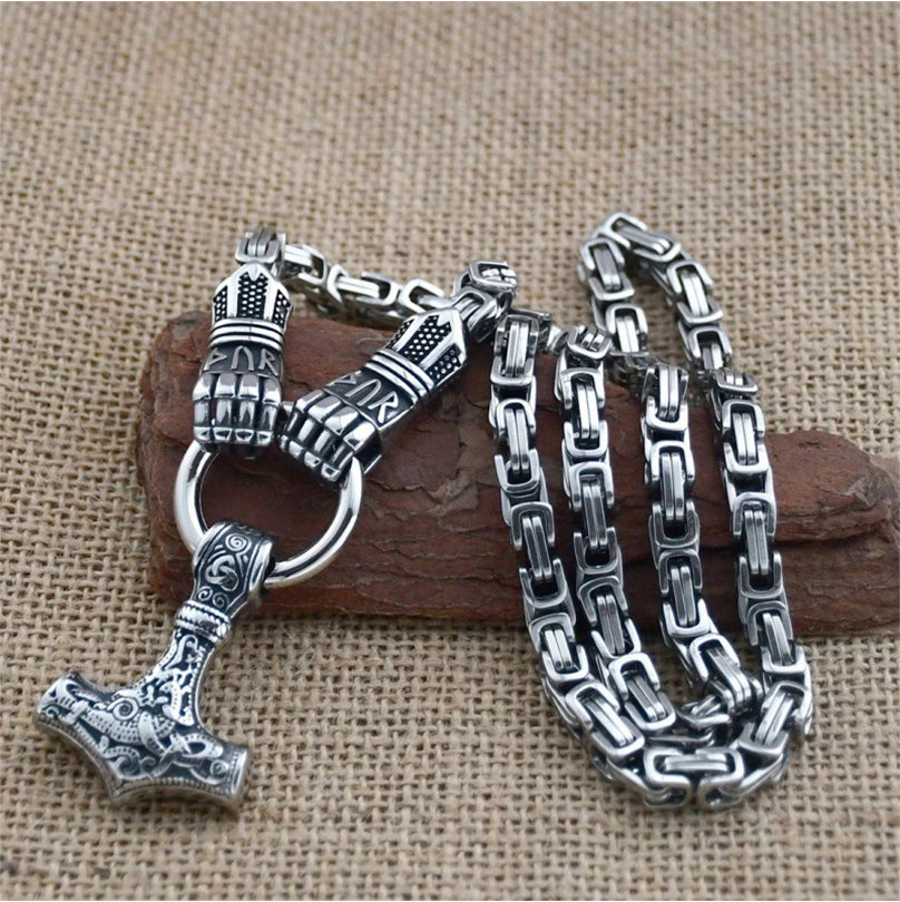 ⚡ Vikingse Thor Hamer Ketting | Roestvrij Staal & Byzantijnse Schakel | Nu in de Sale! ⚡