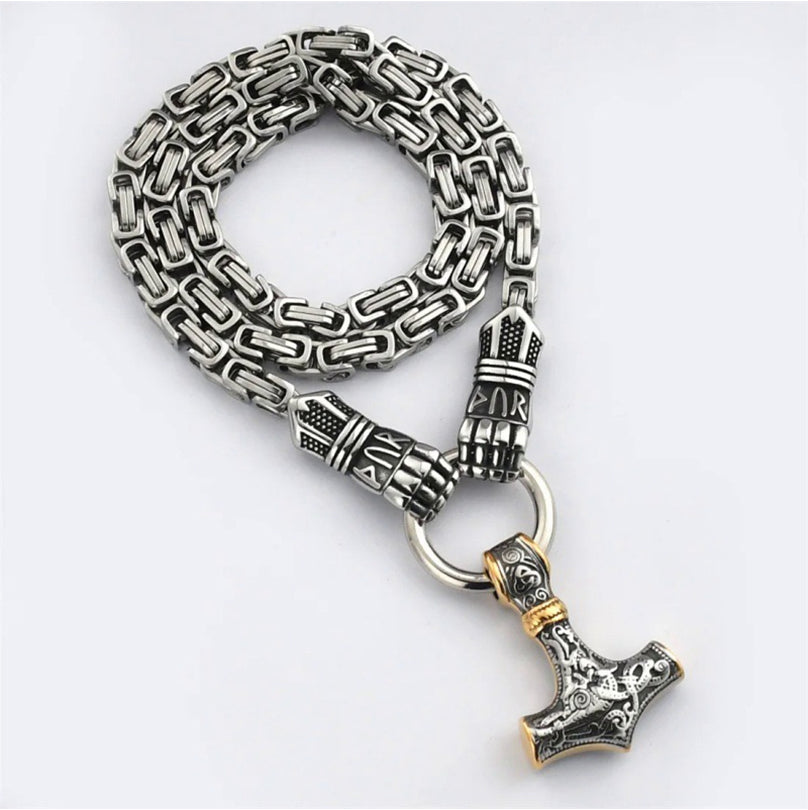 ⚡ Vikingse Thor Hamer Ketting | Roestvrij Staal & Byzantijnse Schakel | Nu in de Sale! ⚡