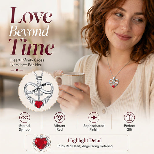 Infinity Heart Cross-ketting met vleugelhanger