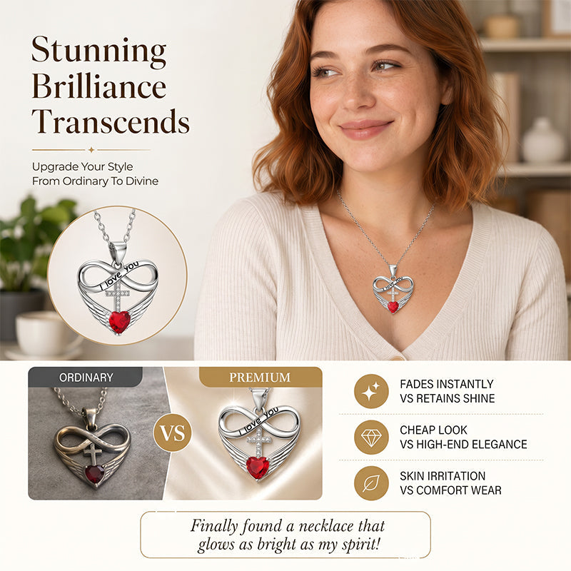Infinity Heart Cross-ketting met vleugelhanger
