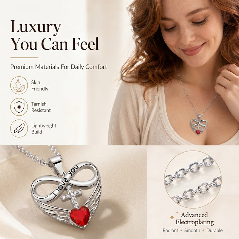 Infinity Heart Cross-ketting met vleugelhanger