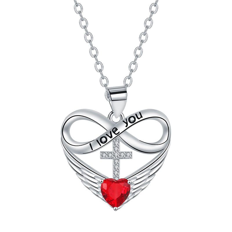 Infinity Heart Cross-ketting met vleugelhanger