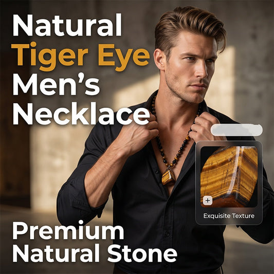 🔥50% KORTING NU🦁 Natuurlijke Tijgeroog Kralenketting voor Heren – Stijlvolle Sieraden met Energiesteen voor Dagelijks Gebruik & als Cadeau 🎁