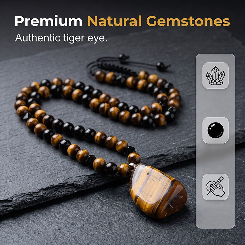 🔥50% KORTING NU🦁 Natuurlijke Tijgeroog Kralenketting voor Heren – Stijlvolle Sieraden met Energiesteen voor Dagelijks Gebruik & als Cadeau 🎁