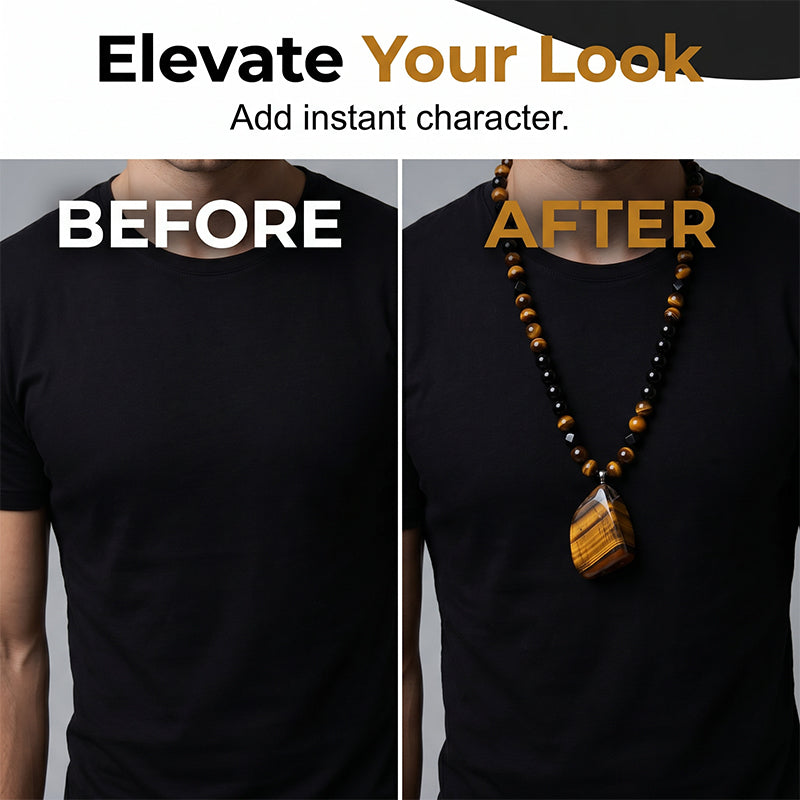 🔥50% KORTING NU🦁 Natuurlijke Tijgeroog Kralenketting voor Heren – Stijlvolle Sieraden met Energiesteen voor Dagelijks Gebruik & als Cadeau 🎁