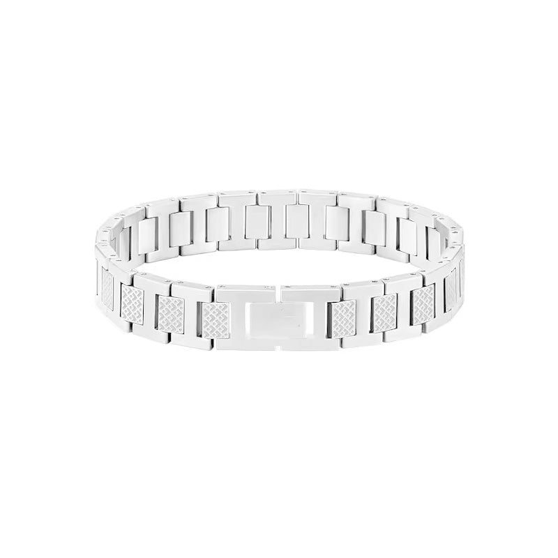 📢📢50% KORTING!! ⏰Unisex Roestvrij Staal Getextureerde Schakelarmband