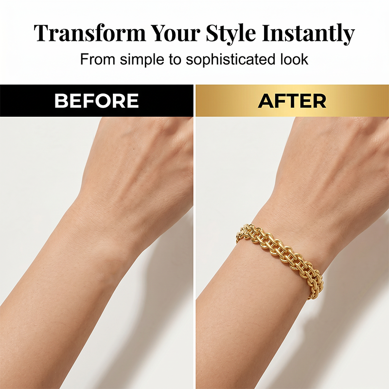 Elegante gouden armband met dubbele rij schakels