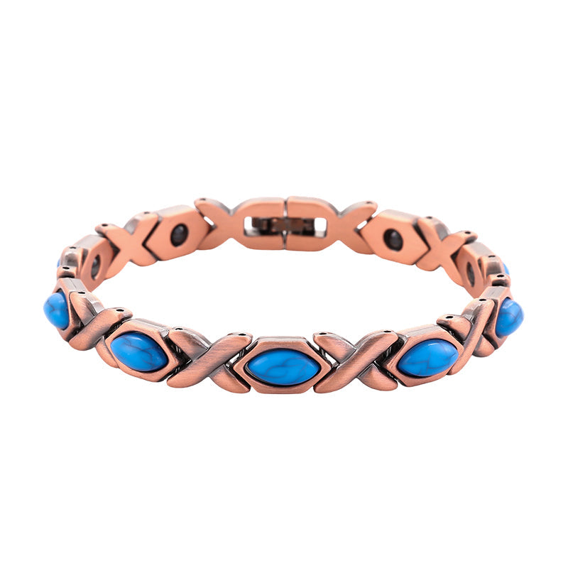 Magnetische stenen armband met antieke koperafwerking